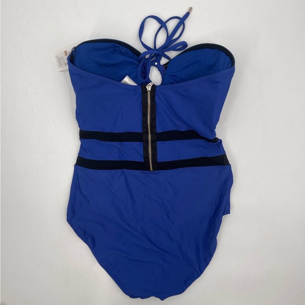 CALVIN KLEIN Swimsuit Color Block Mesh Bandeau Neck Tie Swim Beach Size 12 NWT - Picture 4 of 14